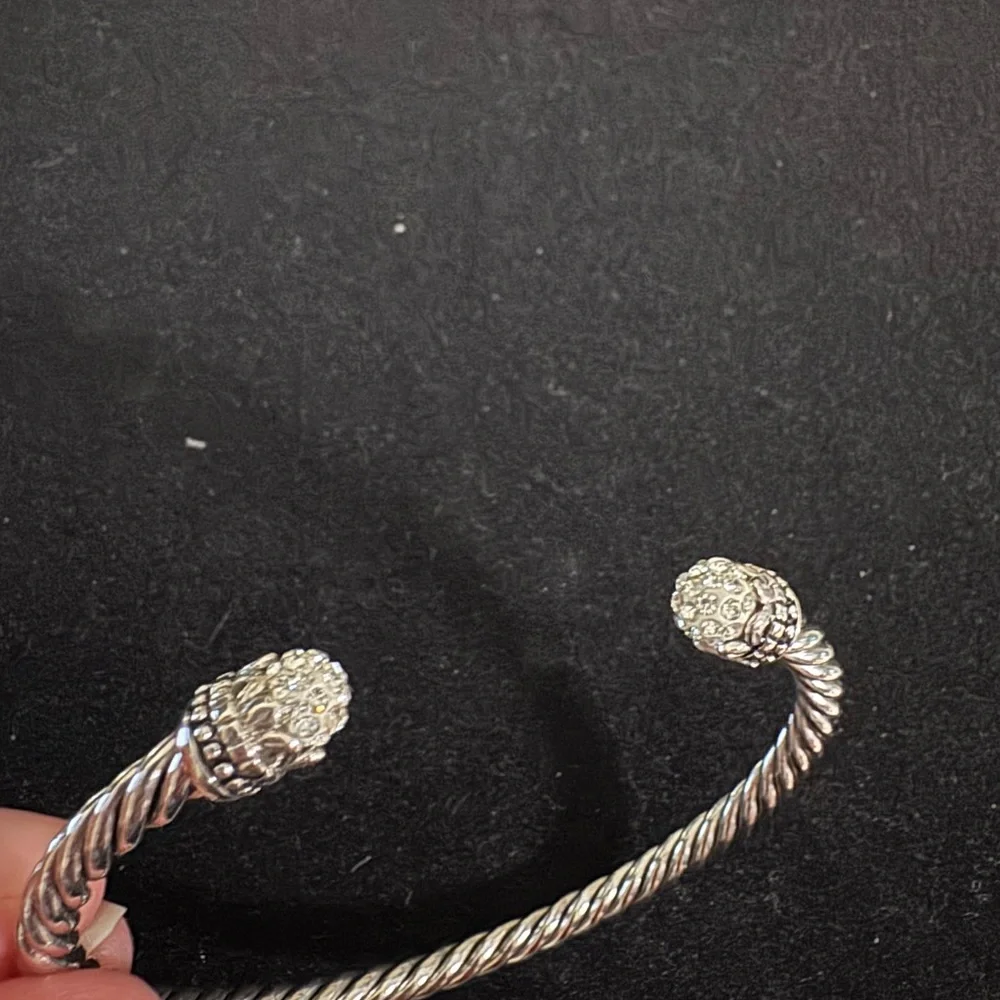Rhinestone Twisted Cable Cuff Bracelet